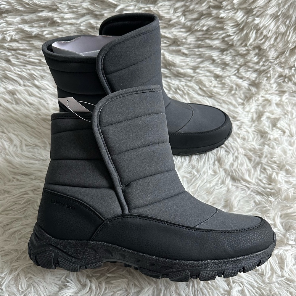 Lands' End Men's Expedition Waterproof Puffer Snow Boots NWT Gray 10.5